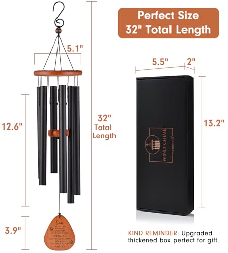 Image of AMBOBE Memorial Sympathy Gifts for Loss of Son, 32 inch Memorial Wind Chimes for Loss of Son Sympathy Gifts, Remembrance /Bereavement Gifts for Loss of Son, Windchimes in Memory of Son