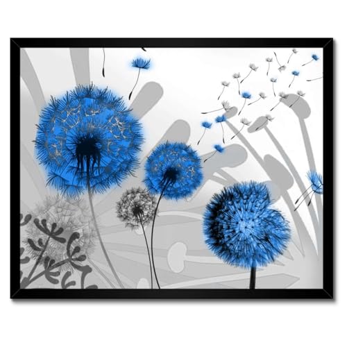 Poster Pissenlits bleus avec cadre blanc 50x40 cm H7785M