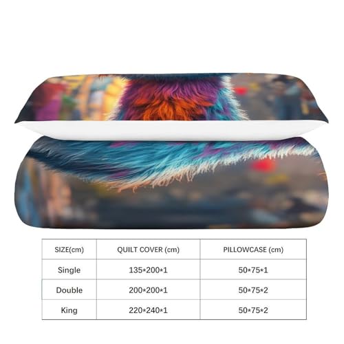 Housse de couette animaux 135x200 cm de qualité supérieure hypoallergénique et durable