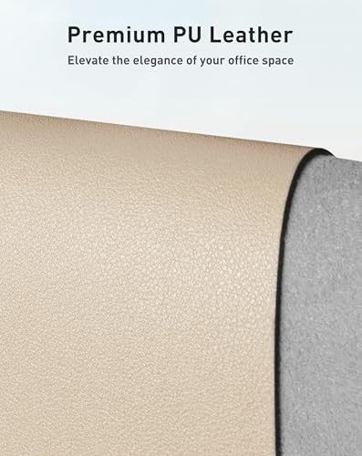 Image of Aothia Faux Leather Desk Mat - Large Mouse Pad, Non-Slip PU Leather Blotter, Waterproof Writing Surface for Office and Home (Beige, 63 inch x 17 inch)