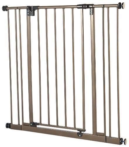 Toddleroo by North States 38.5" Wide Deluxe Easy Close Baby Gate: Sturdy Safety gate with one Hand Operation. Pressure Mount. Fits Openings 28" - 38.5" Wide (29" Tall, Bronze)