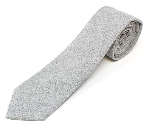 Proper Materials Men's Chambray Cotton Skinny Necktie Tie Textured Distressed Style - 04 - Dark Gray