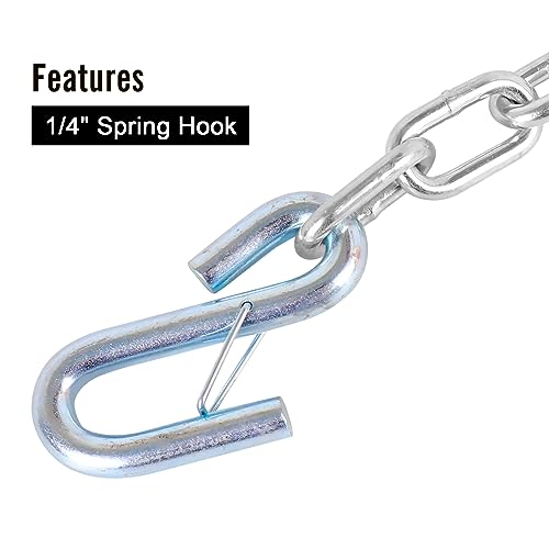 Image of 27 inch Trailer Safety Chain w / 1 /4 inch Hook 5000 lbs 2 Pack | Grade 30 zinc-plated steel towing chain kit with 1 /4 inch spring hook. 5,000 lbs capacity for utility trailer, RV & camper.