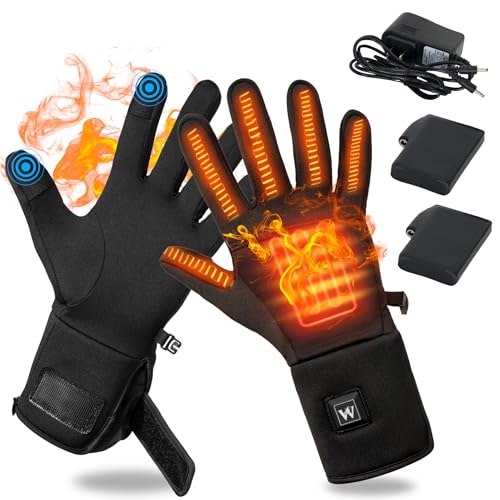 Weston Heated Glove Liners for Men and Women - Rechargeable Thermal Hand Warmers - Heated Gloves with 3 Heat Settings, Touch Screen Friendly - Great for Winter, Skiing, Work, and Outdoor (M/L)