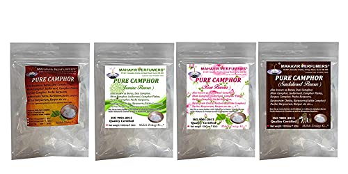 Image of Flavoured Desi Camphor-IsoBorneol-Pure Camphor- Camphor Flex (edible-pure-pharma grade)(Aqua White) (All in 1, Pack of 4) Rose, Jasmine, Sandalwood and Natural Camphor