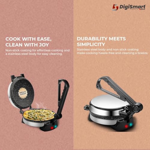 Image of DIGISMART 1000W Electric Roti Maker for Roti /Chapati /Khakra /Paratha /Thepla, Super Smooth Non-Stick Coating, Cool Touch Handle,Fast Heating to ready Quick Meal, Shock Proof Body,1 Year Warranty(Black)