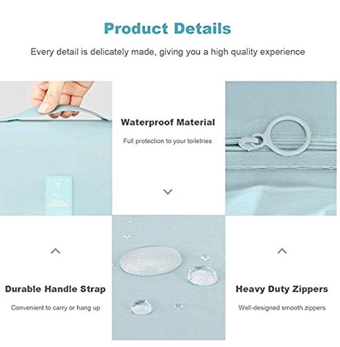 Image of Handcuffs Polyester Toiletry Kit Bag | Makeup | Pouch | Travel | Cosmetic | Storage | Organizer | Hanging | Grooming | Professional | Make Up | Artist | Case (Sky Blue, 9.5 Cm, 24 X 20 X 9.5 Cm)