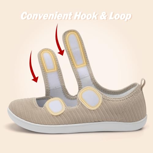 Image of Besroad Womens Walking Shoes Wide Diabetic Shoes Adjustable Barefoot Casual Sneakers Breathable Zero Drop Arthritis Edema Sneakers Indoor Outdoor