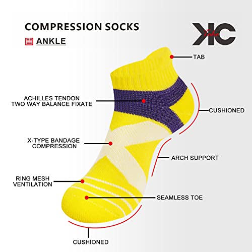 Image of Athletic Ankle Socks for Men & Women, Cushioned Compression Arch Support Socks For Running, Golf & Sports (4 Pairs)