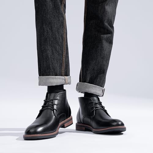 Jousen Men Chukka Boots Premium Leather Black Boots2