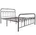 YALAXON Vintage Sturdy Full Size Metal Bed Frame Basic with Headboard and Footboard,No Box Spring Needed,Under Bed Storage (Full,Black)