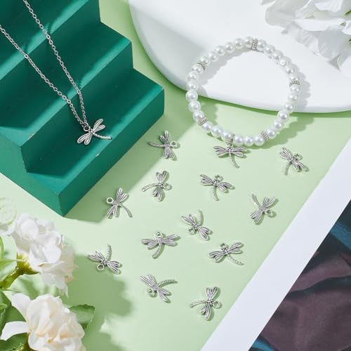 SUNNYCLUE 1 Box 100Pcs Silver Dragonfly Charms Bulk Flying Dragonfly Charm Insect Tibetan Alloy Spring Dragonflies Charm for jewellery Making Charms Supplies Keychain Dangle Earring Necklace DIY Craft - Image 4
