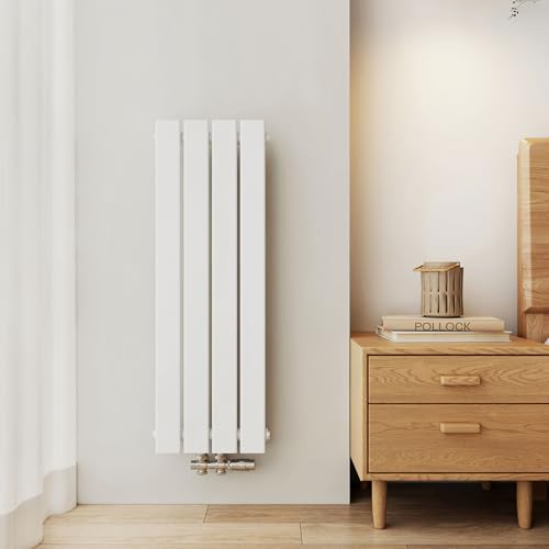 EMKE Design Heizkörper Klein, 900x304 mm Vertikal Flachheizkörper mit Mittelanschluss, Einlagig Weiß Paneelheizkörper Wandheizkörper für Bad, Flur& Wohnzimmer, 297W