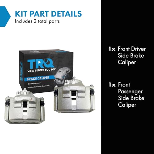 Image of TRQ Front Driver and Passenger Side Brake Caliper Set Caliper Brackets Hardware Compatible with 2001-2007 Ford Taurus 2002 Lincoln Continental 2001-2005 Mercury Sable