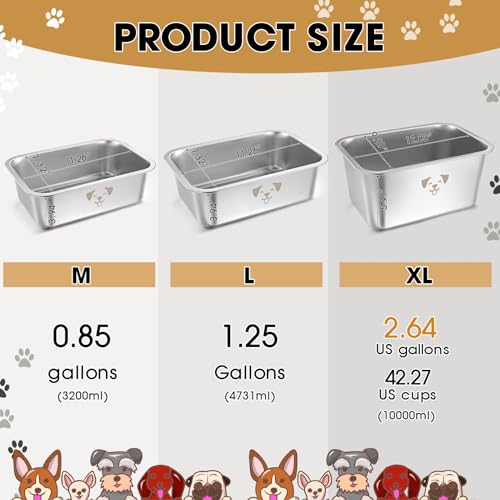 4 Pcs Large Water Bowls for Dogs Large Dog Food Bowls Stainless Steel Extra Large Dog Bowl Metal Pet Bowls Rust Resistant Large Capacity for Pets Dogs(2.65 Gallon) 4 Pcs Large Water Bowls for Dogs Large Dog Food Bowls Stainless Steel Extra Large Dog Bowl Metal Pet Bowls Rust Resistant Large Capacity for Pets Dogs(2.65 Gallon)