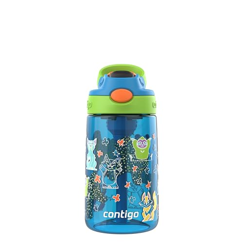 Image of Contigo Autospout Kids Water Bottle, 14oz, Pack of 1, Blue Poppy Squishies