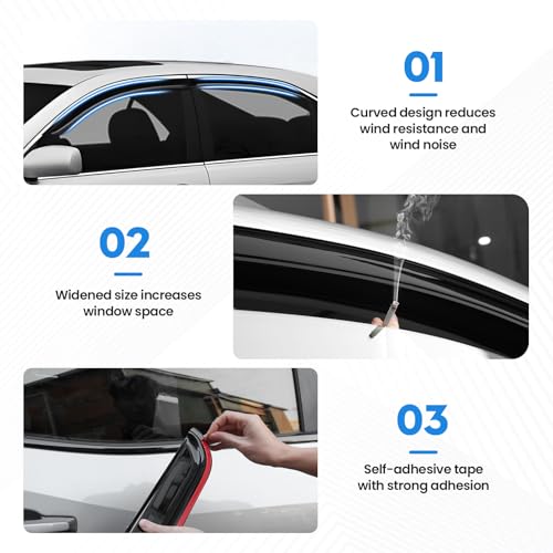 Image of Camry Rain Guards - Window Visors for Toyota Camry 2007-2011 LE CE SE XLE Hybrid, Out-Channel Side Window Rain Guards for Camry Accessories, 4PCS, Black, Car Accessories