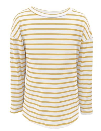 Image of Fanway&EC Girls Casual Long Sleeve T Shirts Basic Crewneck Striped Tunic Blouses Tops