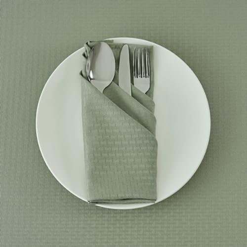 Image of maxmill Cloth Napkins Weaved Texture Pattern Soft Comfortable and Luxury Serviette for Restaurant Family Dinners Weddings Parties and Banquets Set of 4 Pieces, 20 x 20 Inch Sage Green