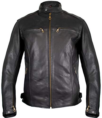 MDM Herren Lederjacke, Motorrad Lederjacke, Bikerjacke, Rind Leder, (2XL)
