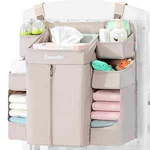 Sweeby Diaper Organizer for Changing Table and Crib Diaper Stacker Nursery Organizers for Cribs Hanging Diaper Caddy…