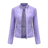 ZYHOOD Damen Übergangs Jacke Kunstlederjacke Biker Jacke Lederoptik Damenjacke Damen Lederjacke Kunstleder Bikerjacke Herbst Beiläufig Weiche Kurz Mantel PU Lederjacke Kunstlederjacke Kurzmantel