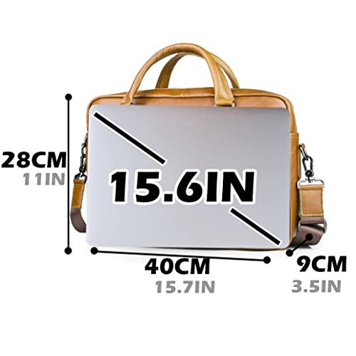 SPAHER Heren Schoudertassen, 13,3"/14"/15,6" Laptop Aktetassen, Leder Messenger Bag, Waterdichte Laptoptassen, Vintage Crossbody Tas, Unisex Zakelijke Handtas, Grote Werktas van Echt Leer - Image 4