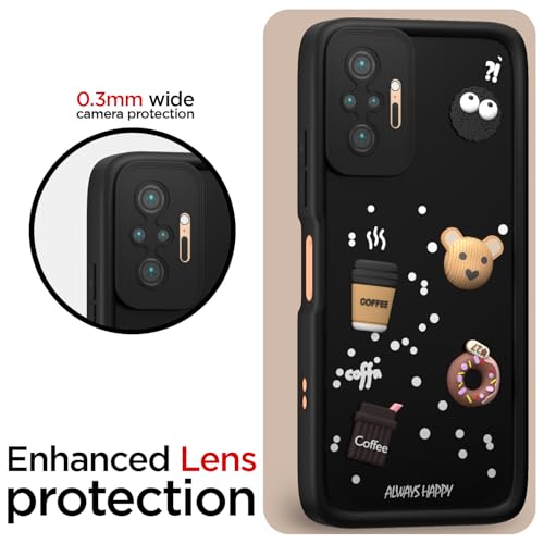 Image of Pikkme Back Cover for Redmi Note 10 Pro /Note 10 Pro Max | Cute Fun Cartoon 3D Bear Silicone Full Body Protection Bumper Cover (Black)