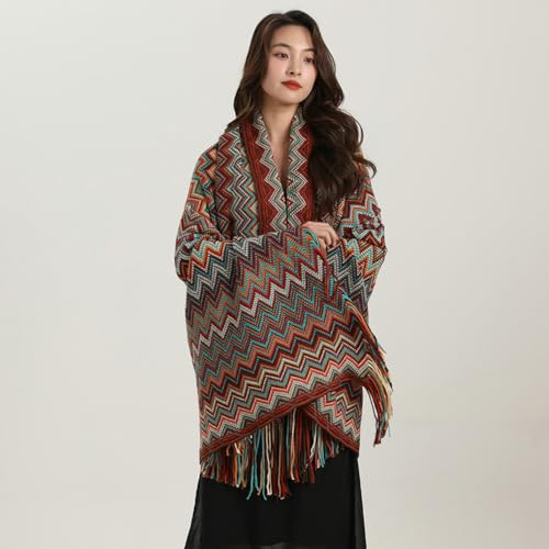 Shawl Wrap Poncho Cape for Women Wraps Warm with Tassel for Fall Winter Oversized Knitted Open Front Shawl4