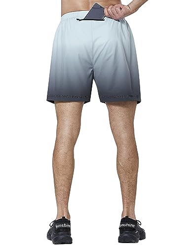 Image of EZRUN Men's 5 Inches Running Workout Shorts Quick Dry Lightweight Athletic Shorts with Liner Zipper Pockets