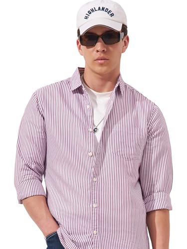 Image of Highlander Men's Slim Fit Striped Shirt | Full Sleeves | Everyday Wear Stylish Shirt for Men