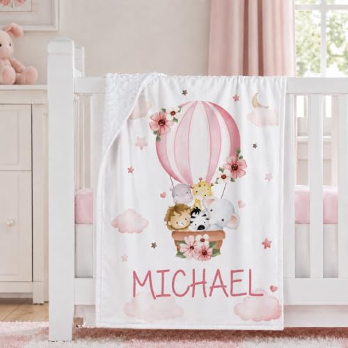 Image of Personalized Baby Blanket for Girls, Custom Nursery Blanket with Name, 30 x 40 Inch Soft Minky Blanket for Baby Toddlers, Newborn Print 04