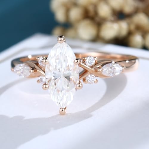 1.108-3.108 Carat Natural Diamond/Lab-Grown Diamond/Moissanite Engagement Ring for Women Pear/Marquise/Oval/Emerald Cut Vintage Wedding Ring in Sterling Silver/10K/14K/18K Solid Gold2