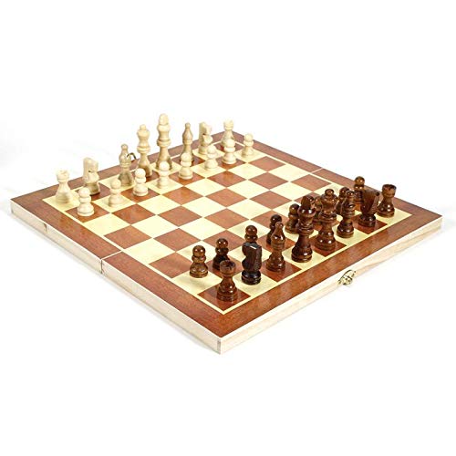 ZAW Scacchi 34 x 34 cm in Legno International Chess Scacchiera Pieghevole + Pezzi degli Scacchi Giochi di Scacchi da Viaggio Portatili Chess (Color : 01)
