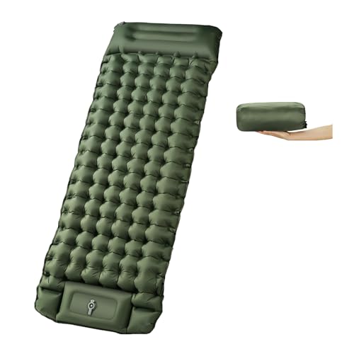 Colchoneta Inflable Camping con Bomba de pie y Almohada Integrada, 10 cm de Grosor, Compacta, Antideslizante e Impermeable, Ideal Para Camping, Senderismo, Playa y Actividades al Aire Libre.