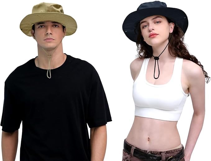 Image of Sun Hats for Men Women Bucket Hat UPF 50+ Boonie Hat Foldable UV Protection Hiking Beach Fishing Summer Safari