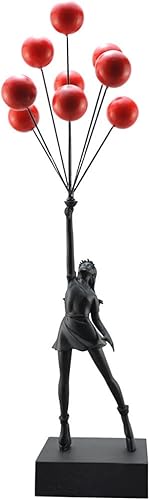 SHUTING2020 Estatua china de feng shui escultura globo niña estatua nórdica hogar sala de estar entrada gabinete de TV creativo globo niña escultura