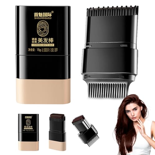 Lápiz de tinte instantáneo 2 en 1, peine para teñir el cabello, cubre canas para mujeres, cepillo para teñir las raíces temporalmente, cubre canas para hombres y mujeres (castaño oscuro)