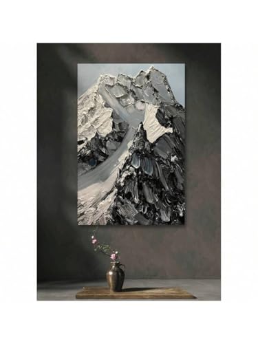 Grand tableau abstrait de montagne enneigée | Peinture texturée haut de gamme 70x100cm - 3