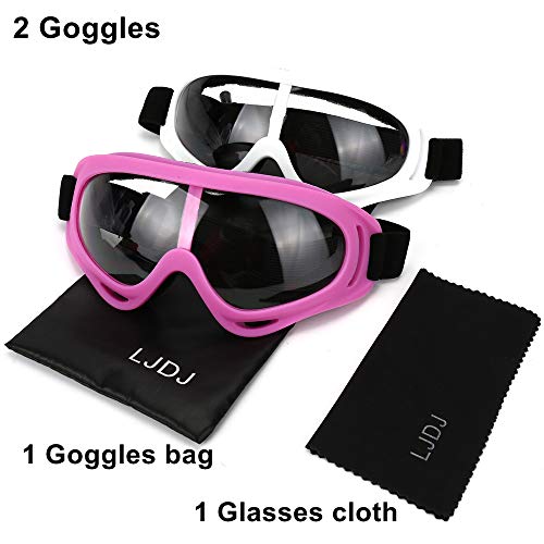 Image of LJDJ Motorcycle Goggles - Glasses Set of 2 - Dirt Bike ATV Motocross Anti-UV Adjustable Riding Offroad Protective Combat Tactical Military Goggles for Men Women Kids Youth Adult