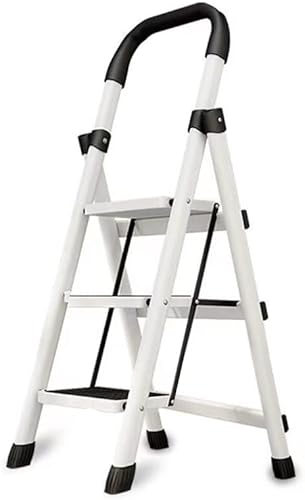 Miniatura 1 de Escalera plegable con plataforma antideslizante, marco de acero portátil para adultos con pedal antideslizante, escalera de acero resistente
