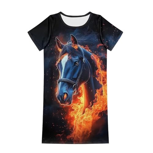 Cartoon Summer Dresses for Girls Kids 3-14 Years Casual Summer Short Sleeve Skater Home Playwear with Pockets4