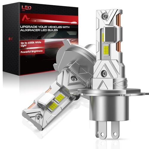 AUXIRACER H4 LED, 18000LM 6500K Blanco, Mini Formato 1:1, Bombilla LED H4 500% Brillante, Plug and Play, 9 24V Lámpara para Faros de Coche y Moto, 2 Piezas
