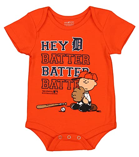 Image of Outerstuff MLB Detroit Tigers Baby Boys Newborns and Infants Peanuts Love Baseball Creeper, Orange