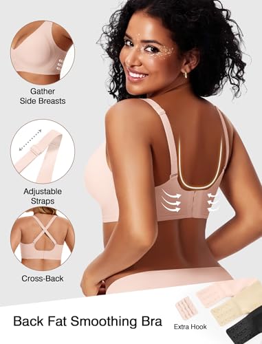 Image of Deep V Wireless Jelly Bras for Women Push Up Bralette Seamless No Underwire Support T-Shirt Comfort Plunge Full Coverage