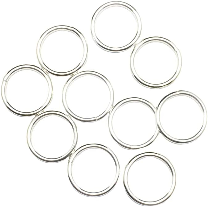 10pcs 925 Sterling Silver Open Jump Rings, 16 Gauge 12.0mm OD/9.5mm ID Made in USA by CRAFT WIRE