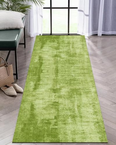 Tapis de sol pour couloir et entrée style abstrait vert lavable - 6