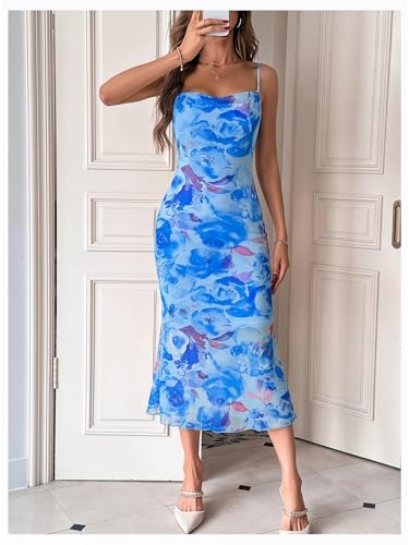 Image of GORGLITTER Women's Floral Wedding Guest Bridal Shower Cocktail Midi Dress | Wedding Dresses for Bride, Bridesmaid Dresses, Orange Dress Women, Vacation Dresses for Woman