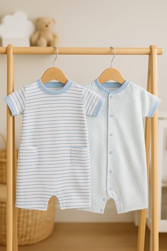 Image of TuddyBuddy 100% Cotton Romper /Jumpsuit /Bodysuit Set for Baby (Pack of 2 Playsuits)