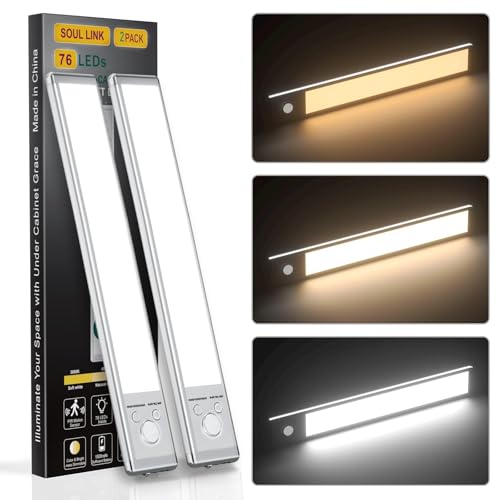 under cabinet lights76 led operated motion sensor light indoor1500mah usb rechargeable closet lights 2 pack magnetic dimmable closet lightswireless under counter lights for kitchen stairs